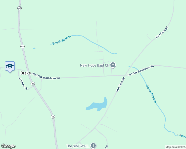 map of restaurants, bars, coffee shops, grocery stores, and more near 8774 Red Oak Battleboro Road in Nash County