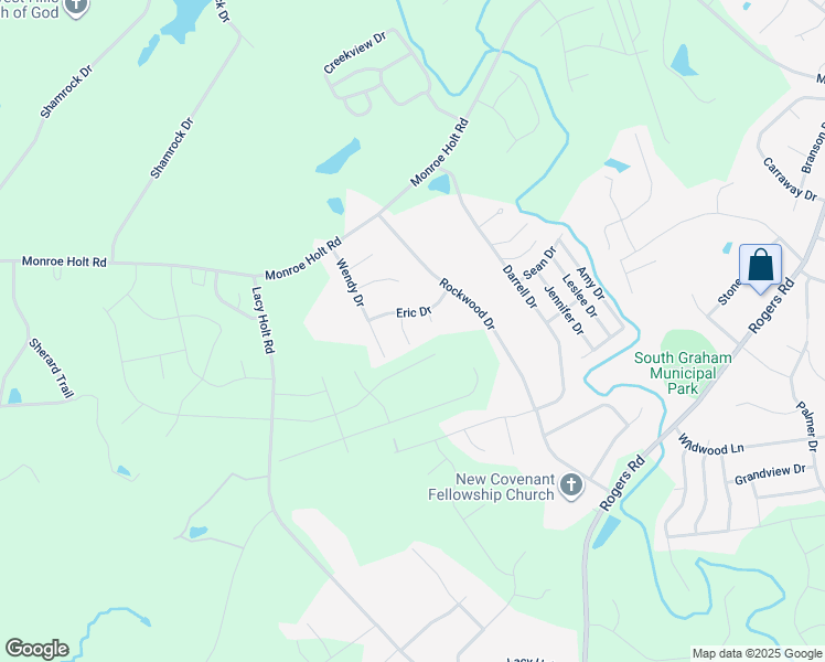 map of restaurants, bars, coffee shops, grocery stores, and more near 635 Natalie Drive in Graham