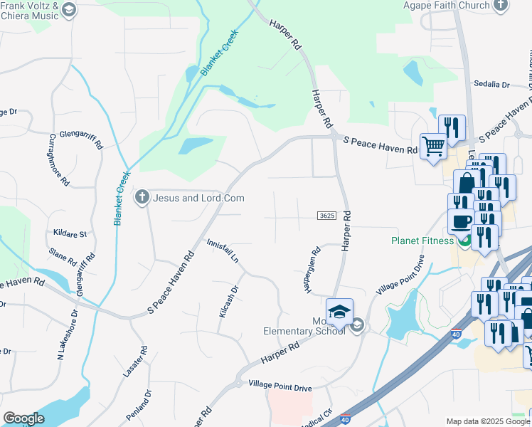 map of restaurants, bars, coffee shops, grocery stores, and more near 3064 Forest Line Drive in Clemmons