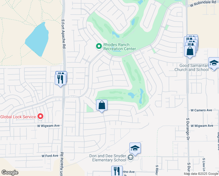 map of restaurants, bars, coffee shops, grocery stores, and more near 105 Tall Ruff Drive in Las Vegas
