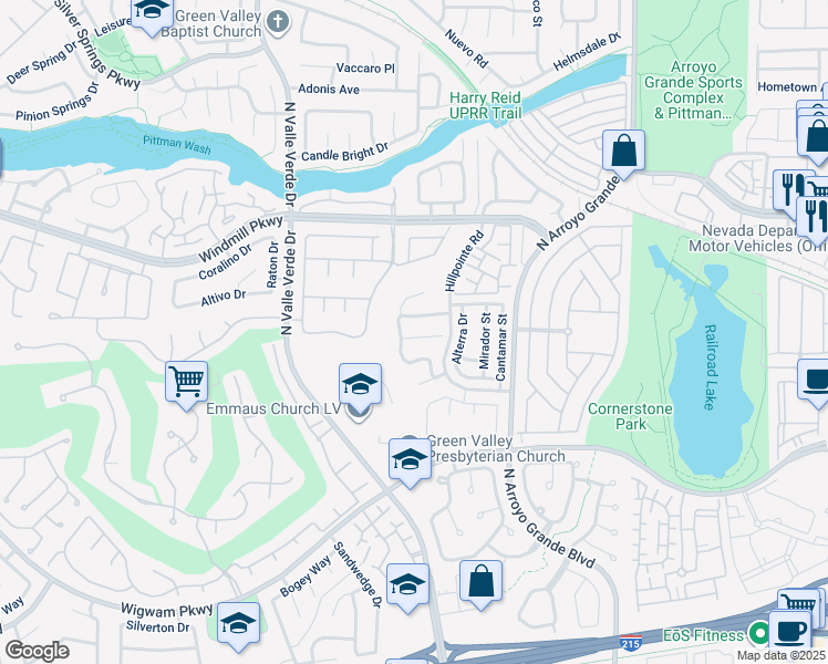 map of restaurants, bars, coffee shops, grocery stores, and more near 1764 Sunflower Court in Henderson