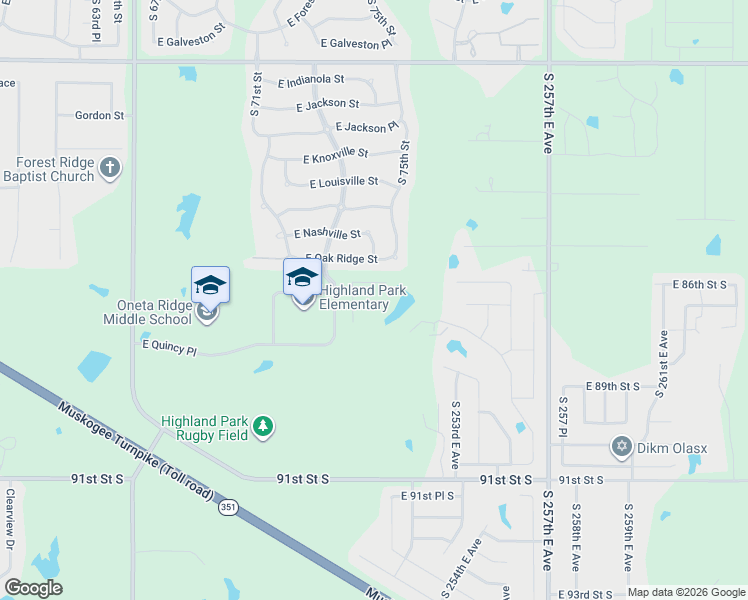 map of restaurants, bars, coffee shops, grocery stores, and more near 7200 East Quincy Place in Broken Arrow