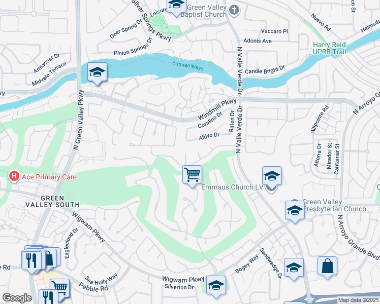 map of restaurants, bars, coffee shops, grocery stores, and more near 176 Buena Court in Henderson