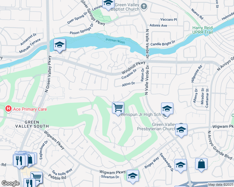 map of restaurants, bars, coffee shops, grocery stores, and more near 176 Buena Court in Henderson