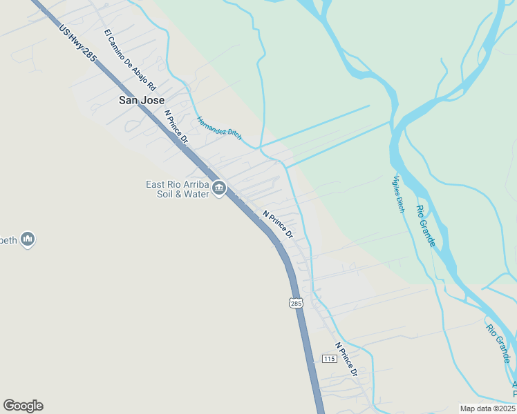 map of restaurants, bars, coffee shops, grocery stores, and more near 354 North Prince Drive in Española