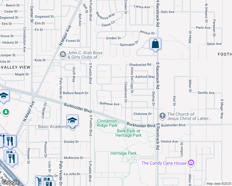 map of restaurants, bars, coffee shops, grocery stores, and more near 857 Bussora Rose Drive in Henderson