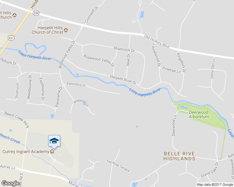 map of restaurants, bars, coffee shops, grocery stores, and more near 6313 Panorama Drive in Brentwood