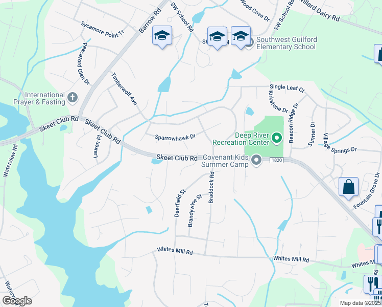 map of restaurants, bars, coffee shops, grocery stores, and more near 4020 Berkshire Court in High Point