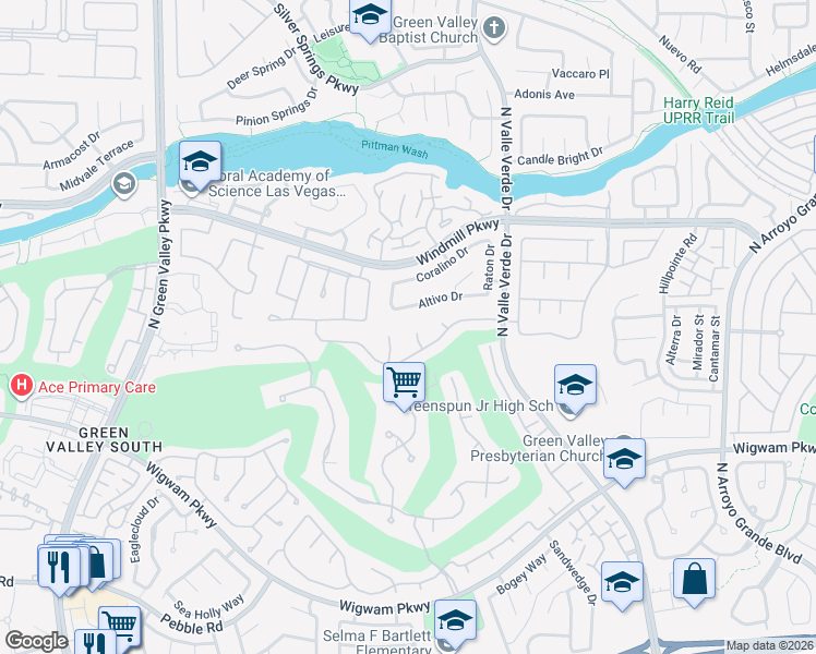 map of restaurants, bars, coffee shops, grocery stores, and more near 1932 Davina Street in Henderson