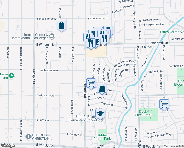 map of restaurants, bars, coffee shops, grocery stores, and more near 441 Inglewood Circle in Las Vegas