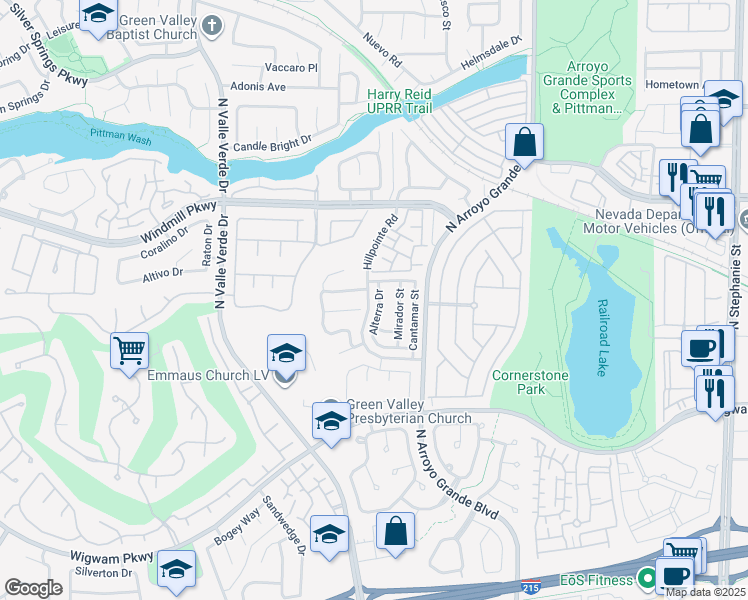 map of restaurants, bars, coffee shops, grocery stores, and more near 170 Alterra Drive in Henderson