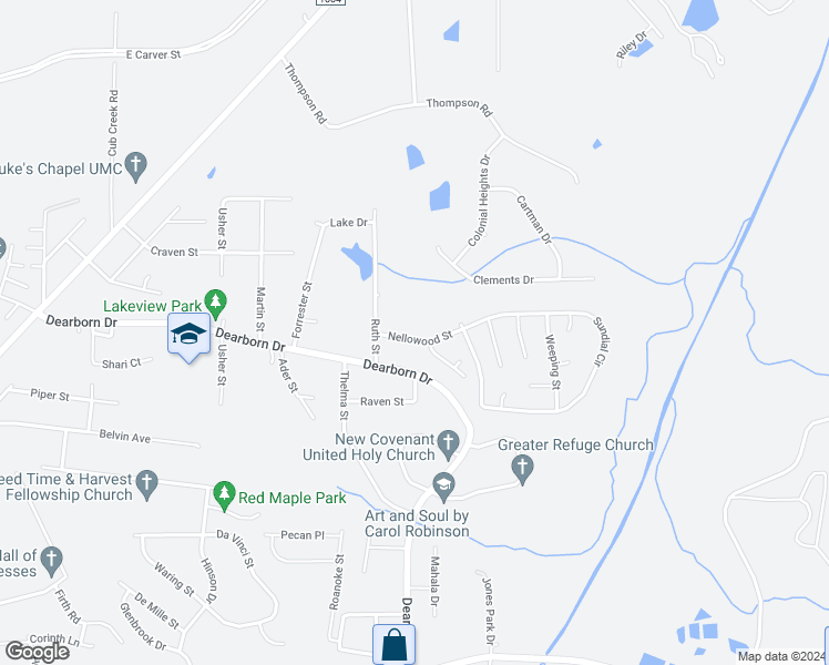 map of restaurants, bars, coffee shops, grocery stores, and more near 2906 Nellowood Street in Durham