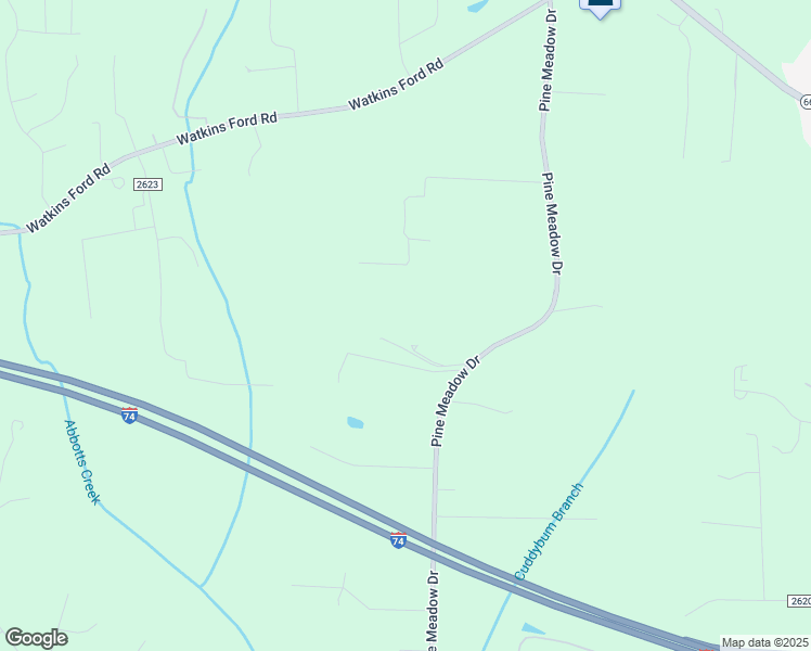 map of restaurants, bars, coffee shops, grocery stores, and more near 2428 Pine Meadow Drive in Kernersville