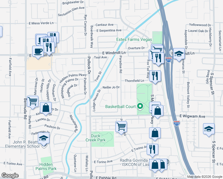 map of restaurants, bars, coffee shops, grocery stores, and more near 975 Duckbill Avenue in Las Vegas