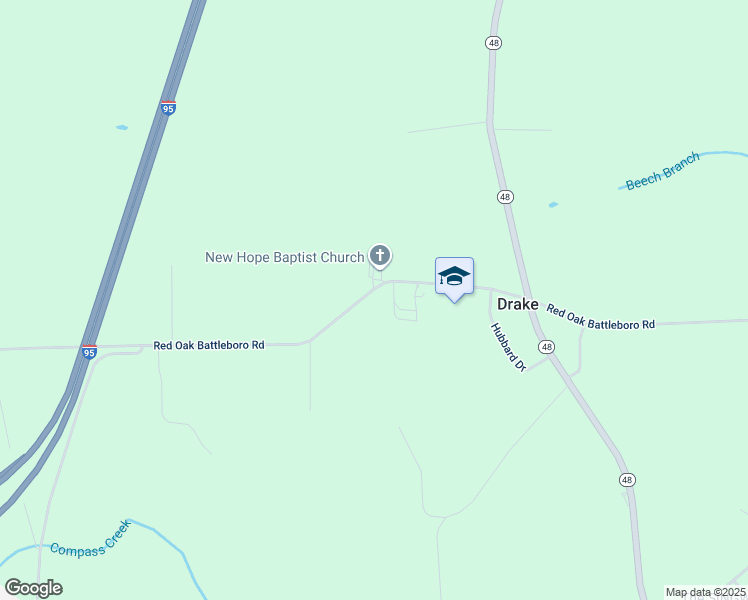 map of restaurants, bars, coffee shops, grocery stores, and more near 7749 Red Oak Battleboro Road in Nash County