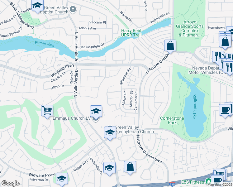 map of restaurants, bars, coffee shops, grocery stores, and more near 196 Kachina Drive in Henderson