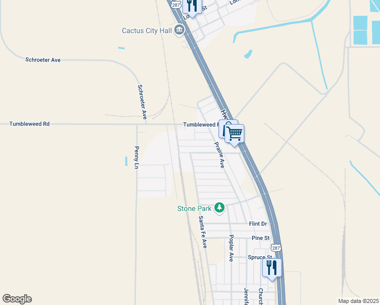 map of restaurants, bars, coffee shops, grocery stores, and more near 301 Cline Street in Dumas