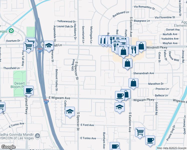 map of restaurants, bars, coffee shops, grocery stores, and more near 1996 Mount Carmel Avenue in Las Vegas