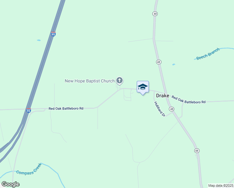map of restaurants, bars, coffee shops, grocery stores, and more near 7749 Red Oak Battleboro Road in Nash County