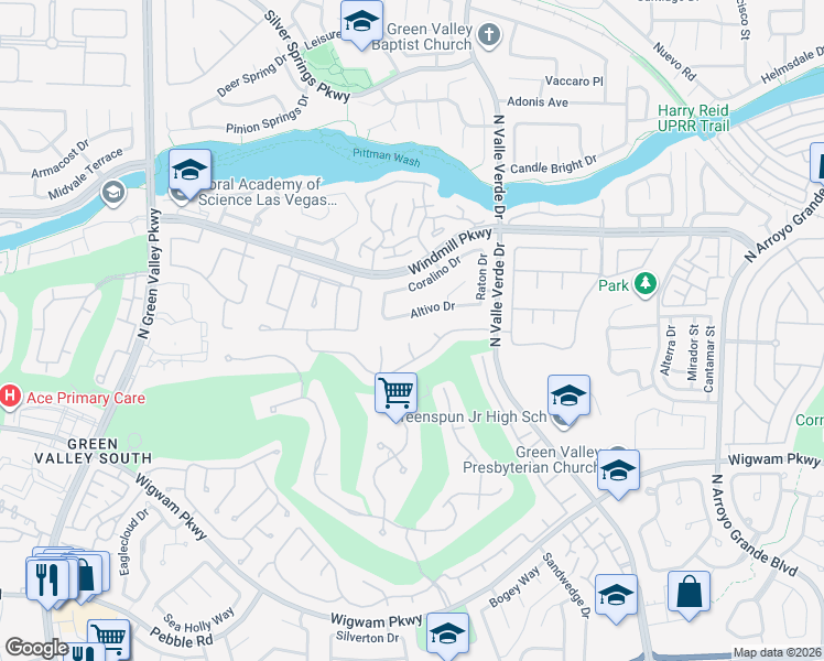 map of restaurants, bars, coffee shops, grocery stores, and more near 1930 Altivo Drive in Henderson