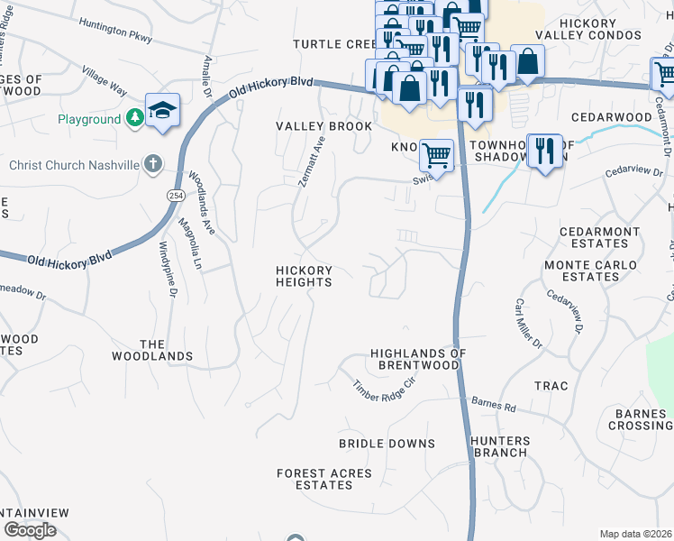map of restaurants, bars, coffee shops, grocery stores, and more near 499 Swiss Avenue in Nashville