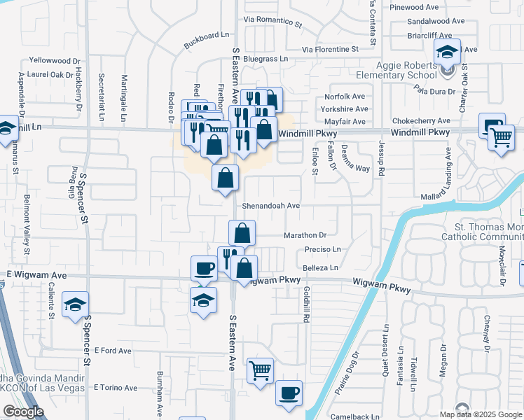 map of restaurants, bars, coffee shops, grocery stores, and more near 150 Sand Dune Court in Henderson