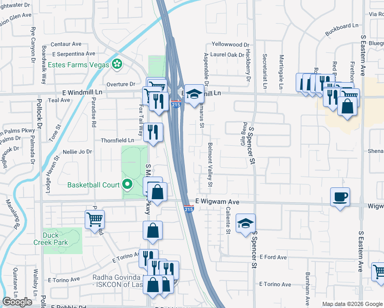 map of restaurants, bars, coffee shops, grocery stores, and more near 8287 Lincoln Valley Street in Las Vegas