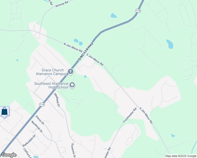 map of restaurants, bars, coffee shops, grocery stores, and more near 2234 Sandy Lane in Mebane