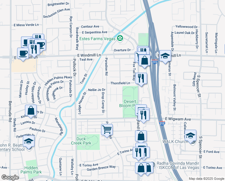 map of restaurants, bars, coffee shops, grocery stores, and more near 8322 Montgomery Street in Las Vegas