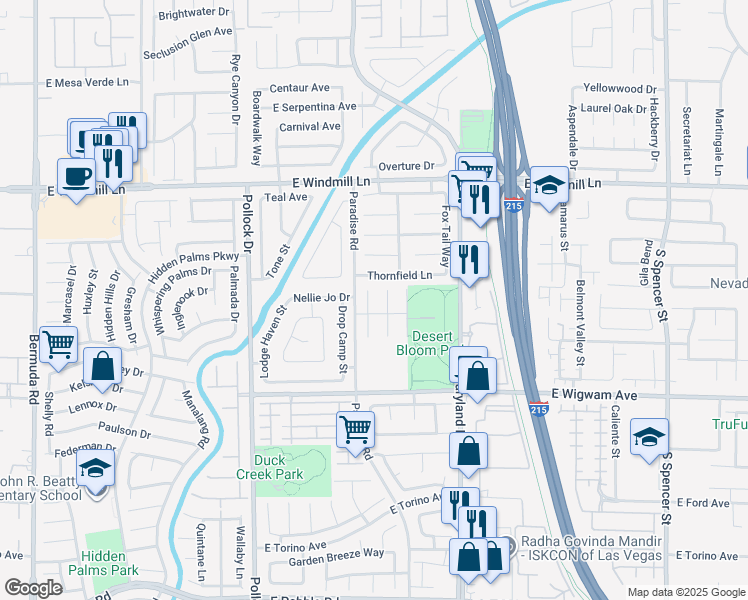 map of restaurants, bars, coffee shops, grocery stores, and more near 8322 Montgomery Street in Las Vegas