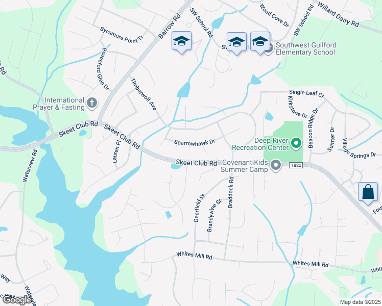 map of restaurants, bars, coffee shops, grocery stores, and more near 4000 Caribou Court in High Point