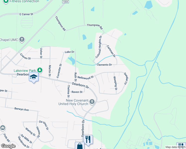 map of restaurants, bars, coffee shops, grocery stores, and more near 2800 Nellowood Street in Durham