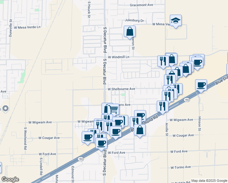 map of restaurants, bars, coffee shops, grocery stores, and more near 8313 Black Opal Street in Las Vegas