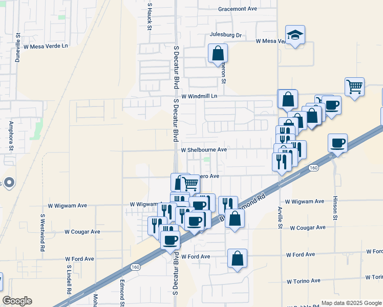 map of restaurants, bars, coffee shops, grocery stores, and more near 8313 Black Opal Street in Las Vegas