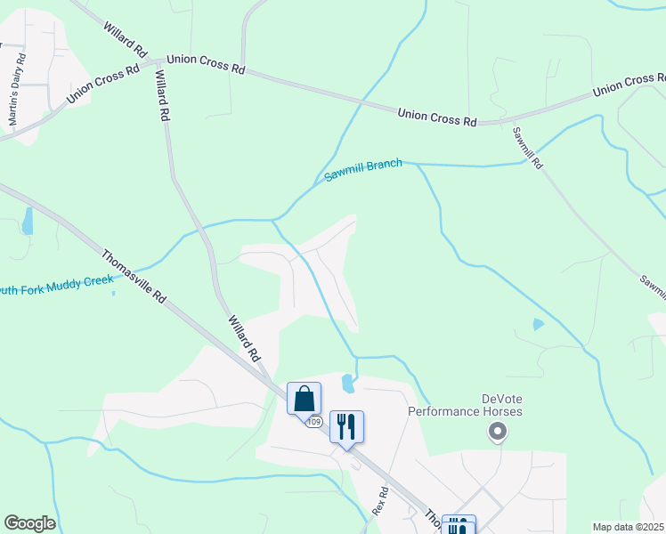 map of restaurants, bars, coffee shops, grocery stores, and more near 3121 Arrowcrest Place in Winston-Salem