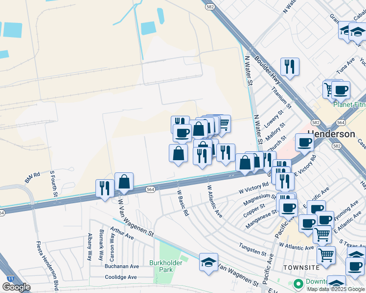 map of restaurants, bars, coffee shops, grocery stores, and more near 350 West Lake Mead Drive in Henderson