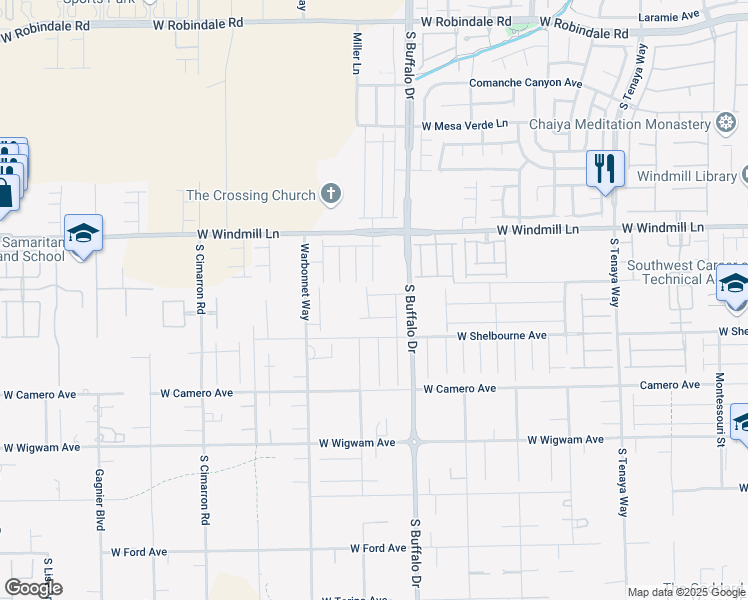 map of restaurants, bars, coffee shops, grocery stores, and more near 8196 Sandy Slope Court in Las Vegas