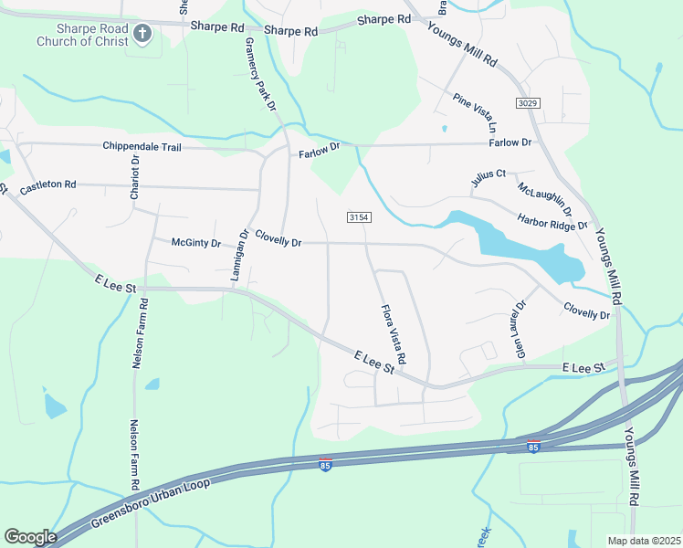 map of restaurants, bars, coffee shops, grocery stores, and more near 2303 Rothwood Acres Road in Greensboro