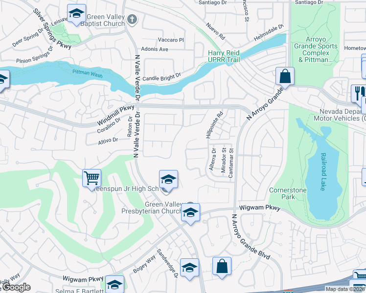 map of restaurants, bars, coffee shops, grocery stores, and more near 1873 Hillsboro Drive in Henderson
