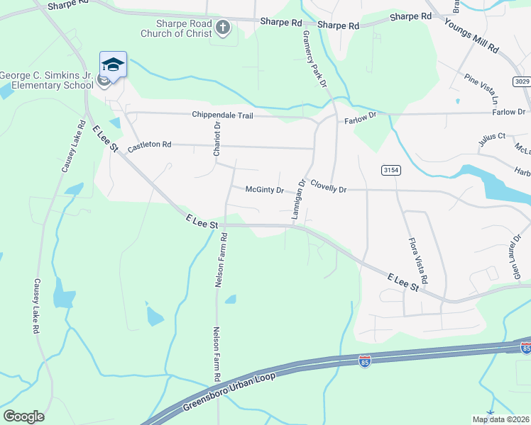 map of restaurants, bars, coffee shops, grocery stores, and more near 3701 Flatiron Court in Greensboro