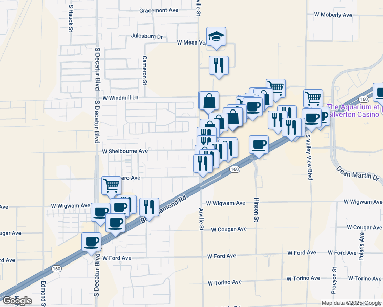 map of restaurants, bars, coffee shops, grocery stores, and more near 8310 South Brilliant Ruby Court in Las Vegas