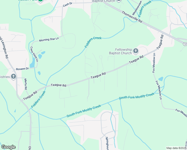 map of restaurants, bars, coffee shops, grocery stores, and more near South Ridge Court in Winston-Salem
