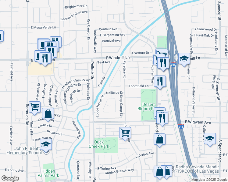 map of restaurants, bars, coffee shops, grocery stores, and more near 934 Nellie Jo Drive in Las Vegas