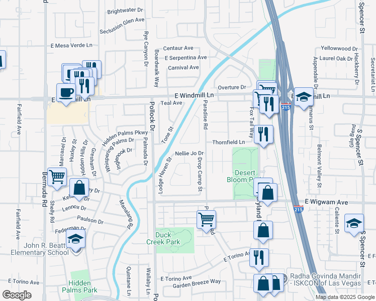 map of restaurants, bars, coffee shops, grocery stores, and more near 934 Nellie Jo Drive in Las Vegas