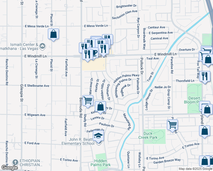 map of restaurants, bars, coffee shops, grocery stores, and more near 8305 Gresham Drive in Las Vegas