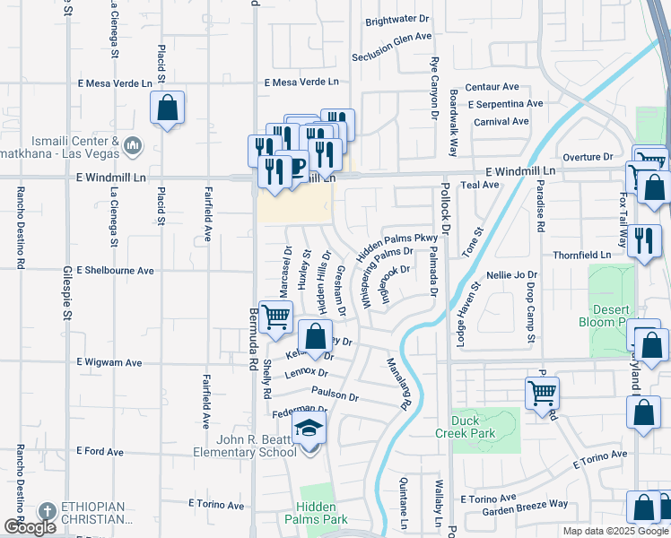 map of restaurants, bars, coffee shops, grocery stores, and more near 8305 Gresham Drive in Las Vegas