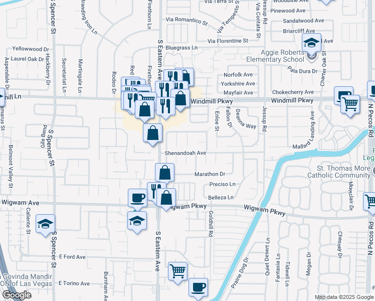 map of restaurants, bars, coffee shops, grocery stores, and more near 150 Sand Dune Court in Henderson
