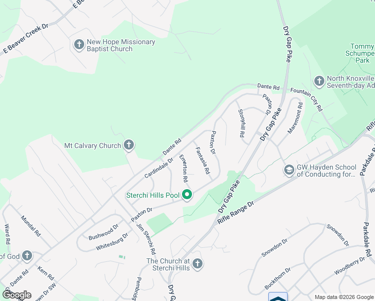 map of restaurants, bars, coffee shops, grocery stores, and more near 6759 Fantasia Road in Knoxville