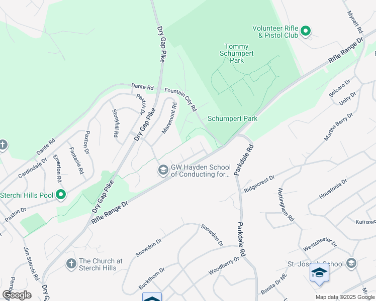 map of restaurants, bars, coffee shops, grocery stores, and more near 6409 Archwood Lane in Knoxville