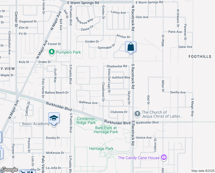 map of restaurants, bars, coffee shops, grocery stores, and more near 127 Vista Del Lago Street in Henderson